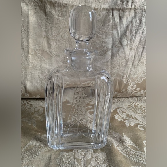 Vintage Oil Derrick Decanter w/Stopper Crystal Glass